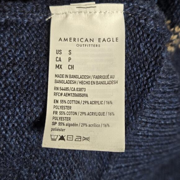 American Eagle Hooded Sweater Womens Small Blue Southwest Knit Pullover - Picture 9 of 10